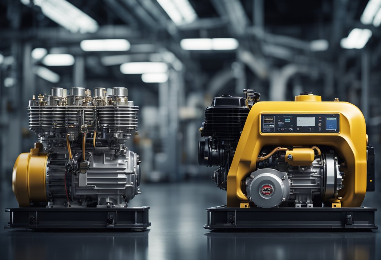 An electric engine outperforms a chemical one in efficiency, shown through a side-by-side comparison of power output and fuel consumption