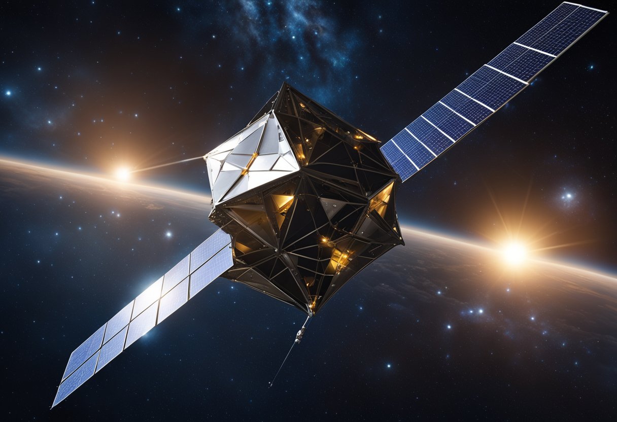 A solar sail spacecraft faces obstacles in deep space, hindered by limited sunlight and gravitational forces