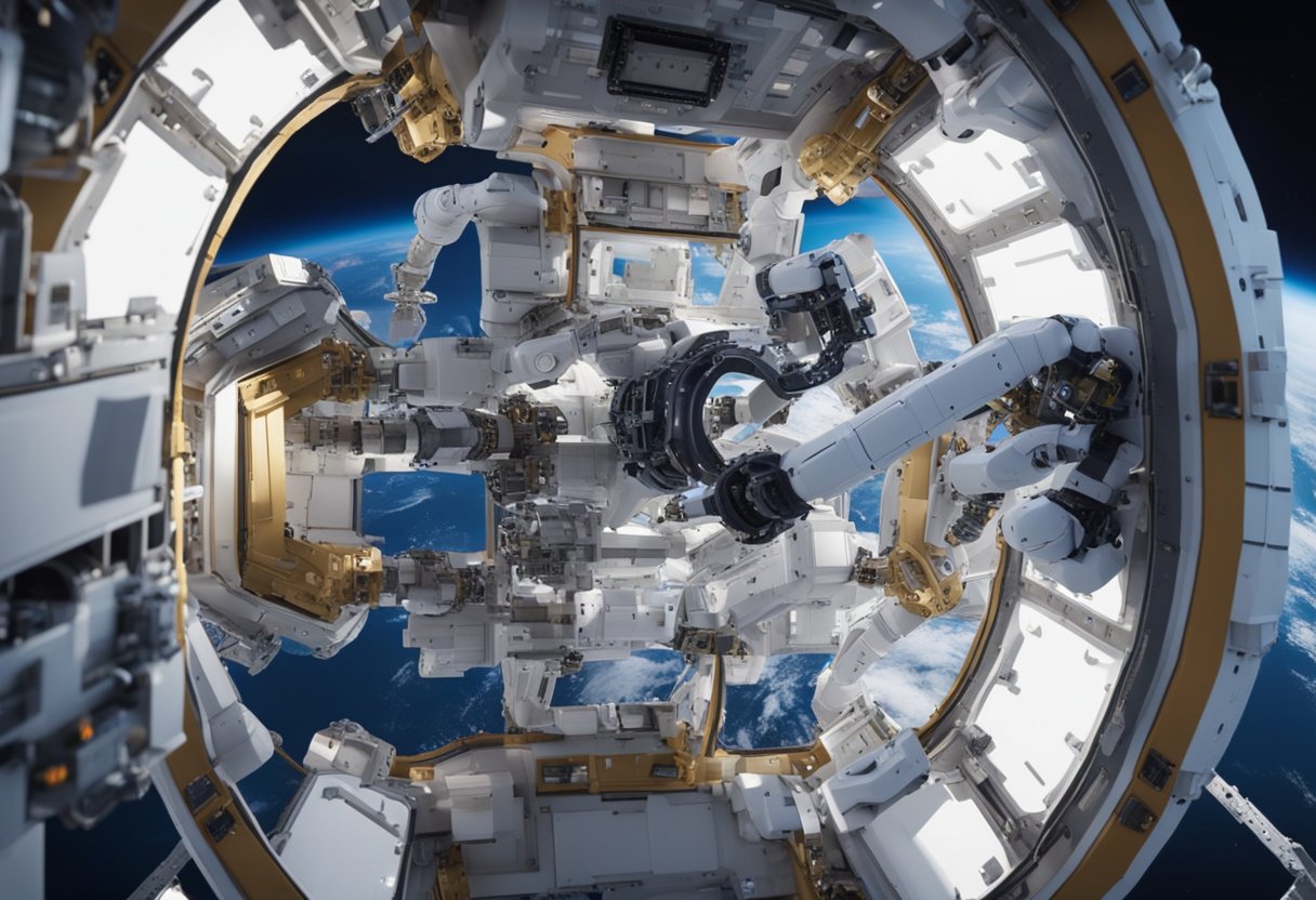 Robotic arms assemble ISS modules in space