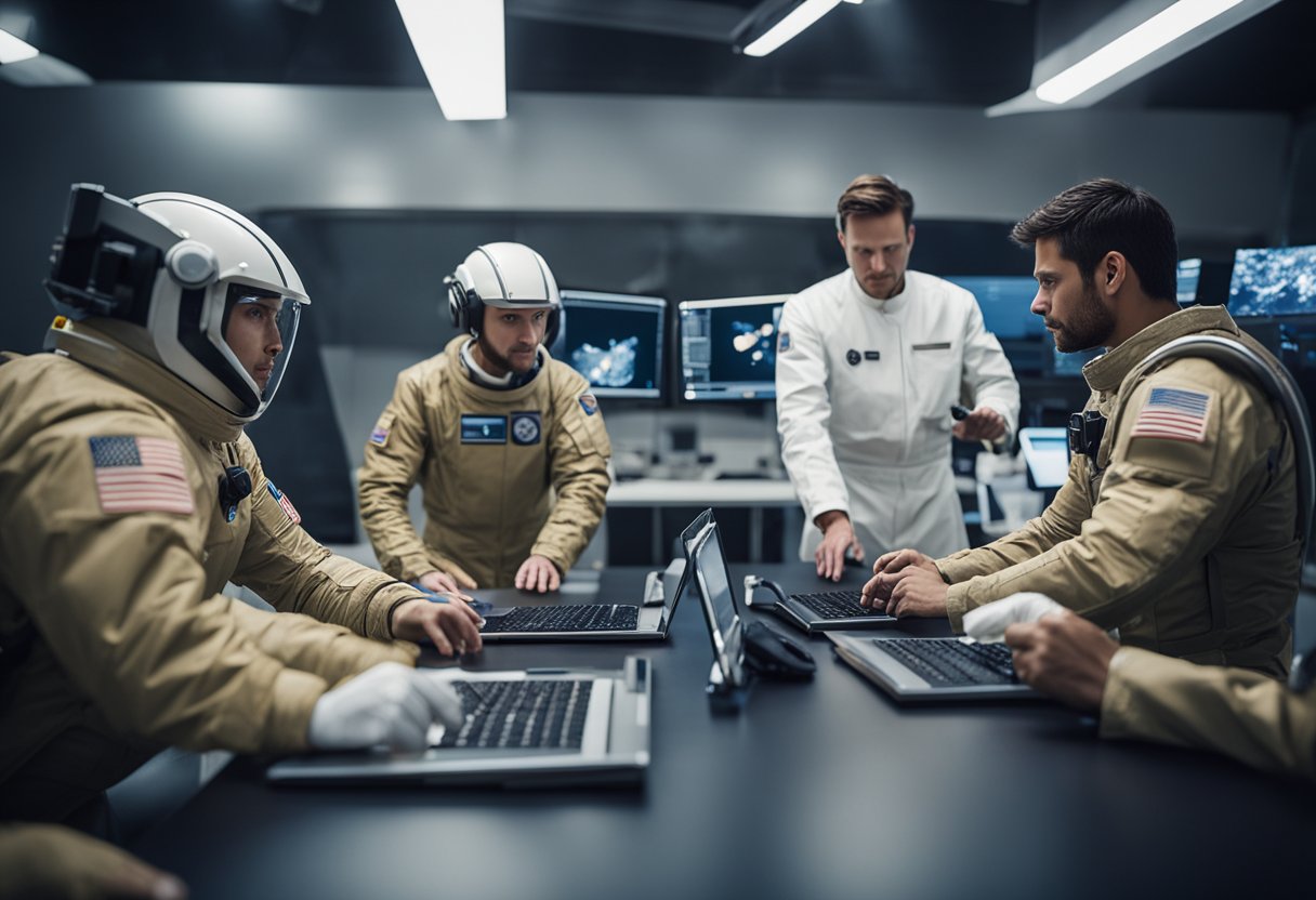 An operational team collaborates on custom space travel training, showcasing their skills and expertise in a high-tech environment