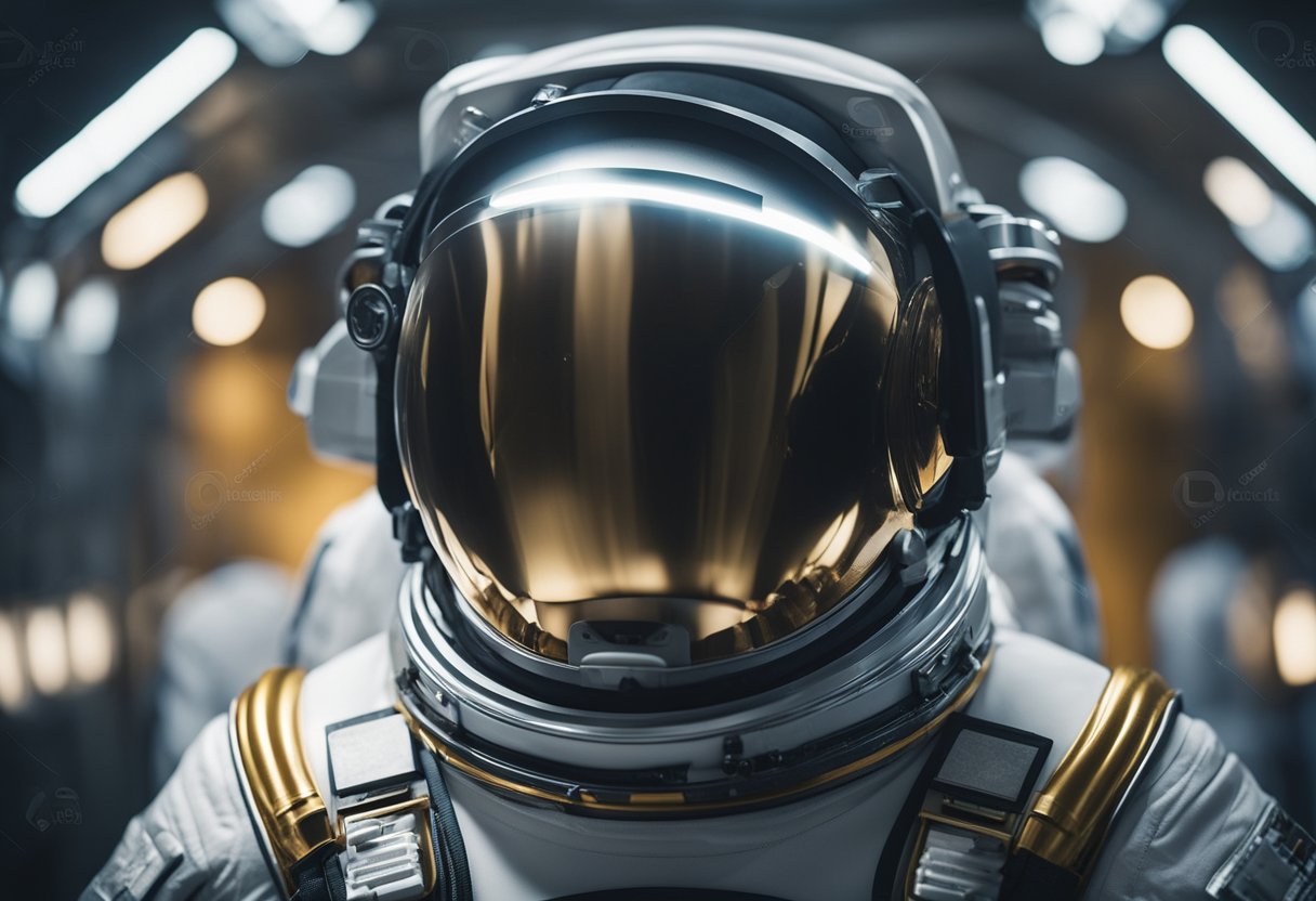 A space suit with built-in oxygen and temperature regulation systems, ensuring safety in harsh environments