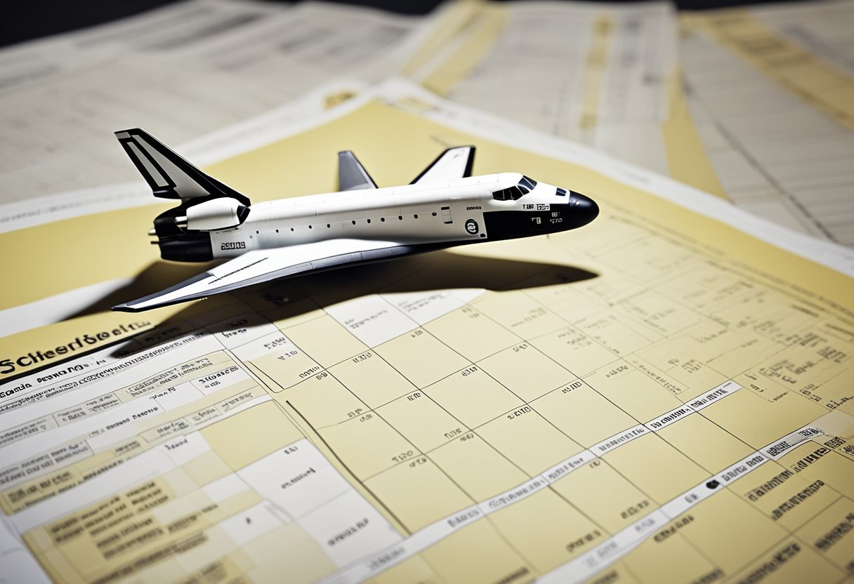 A space shuttle soaring past a checklist of physical fitness requirements