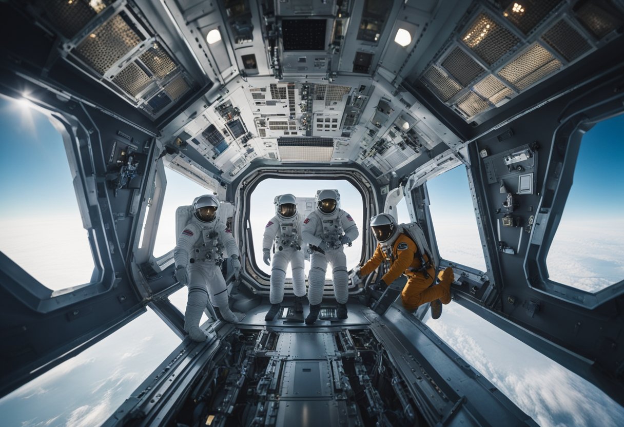 Astronaut Training for Tourists: Astronauts practice in a simulated space environment for tourists