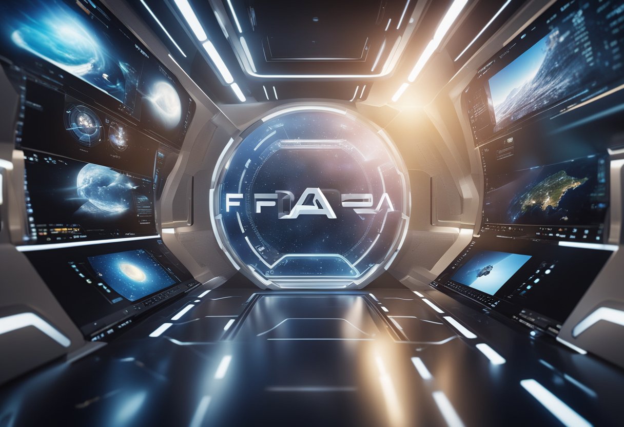 A virtual space travel experience with a FAQ section displayed on a futuristic digital interface