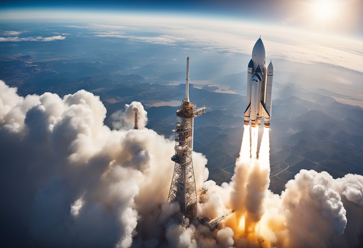 Space tourism pilot programs launch rockets from Earth into orbit. Passengers experience weightlessness and breathtaking views of the Earth from space
