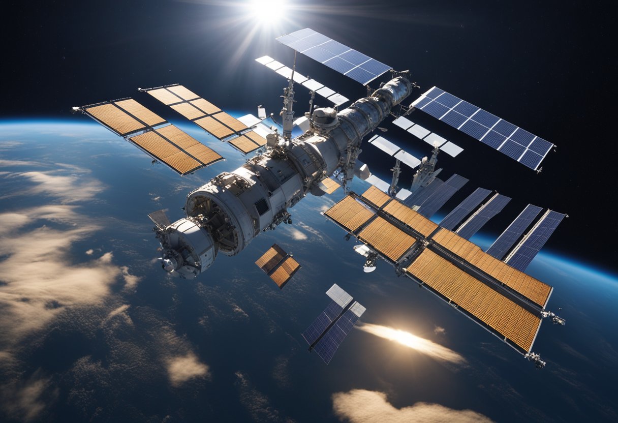The ISS orbits Earth, symbolizing international cooperation in space exploration. Its mission includes scientific research, technology development, and fostering global partnerships