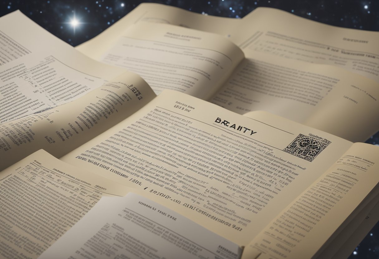 The Outer Space Treaty evolves through updates, symbolized by a series of documents floating in the cosmos