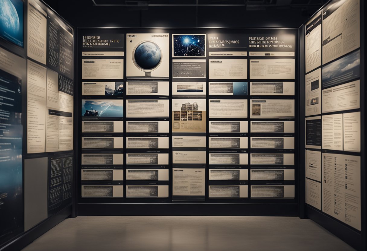 The space mission historical achievements are displayed with FAQ's in the background