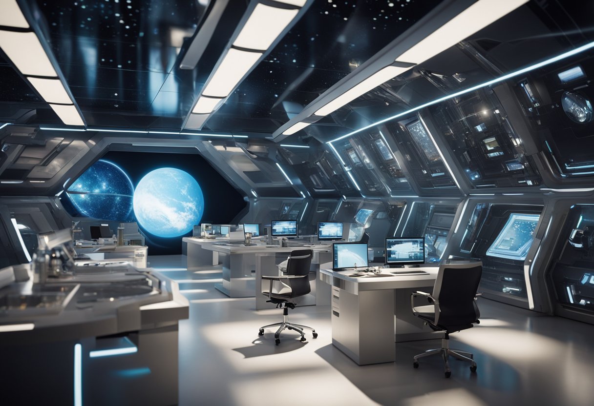 Advanced materials being used to construct space habitats in a futuristic settlement concept